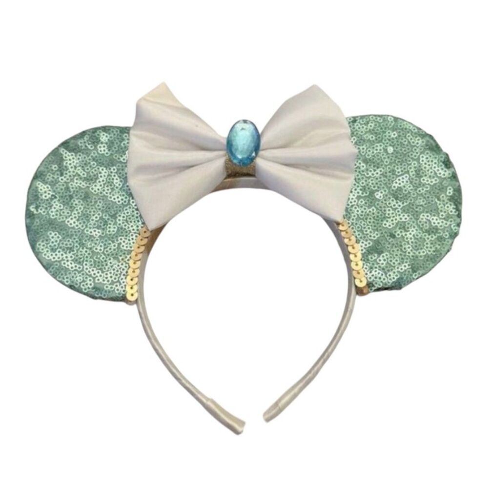 Custom Disney Mouse Ears | Jasmine Headband | Adult Aladdin Aqua Gold Sparkle